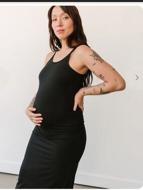Storq BROWN Maternity Everlasting Midi Tank Dress
